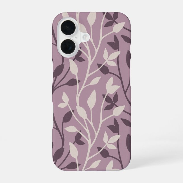 Elegantes Botanisches Lila-Blatt Minimal iPhone 16 Hülle (Rückseite)