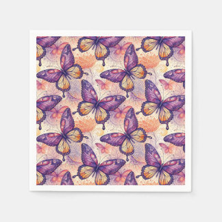 Elegantes botanisches lila Schmetterlings-Blumenmu Serviette