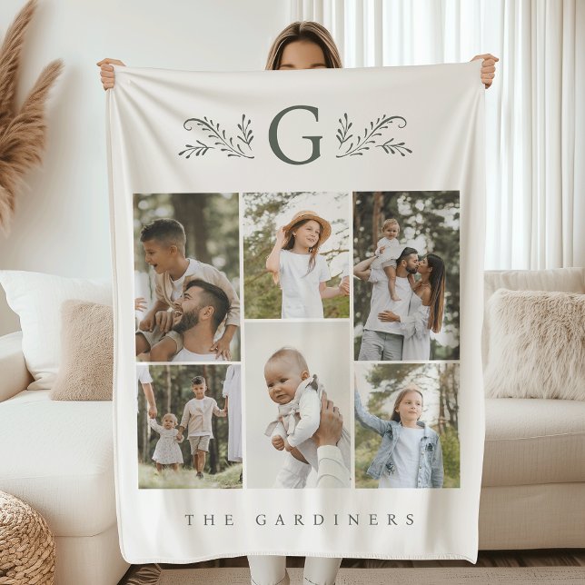 Elegantes Botanisches Monogramm 6 FotoCollage Fleecedecke (Von Creator hochgeladen)