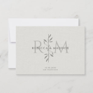 Elegantes botanisches Monogramm Hochzeit Dankeskarte