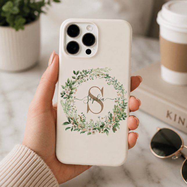 Elegantes botanisches Monogramm-iPhone-Case mit Na Case-Mate iPhone Hülle (Von Creator hochgeladen)