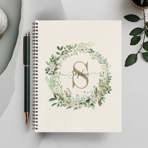 Elegantes Botanisches Monogramm mit Individuelle N Notizbuch