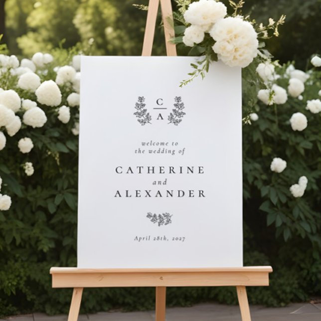 Elegantes Botanisches Monogramm-Zeichen für Hochze Poster (Von Creator hochgeladen)