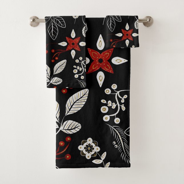 Elegantes botanisches Muster Badhandtuch Set (Insitu)