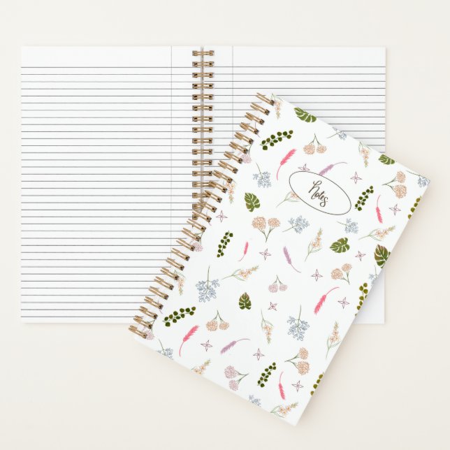 Elegantes Botanisches Muster - Blumenblätter II Notizbuch (Innen)