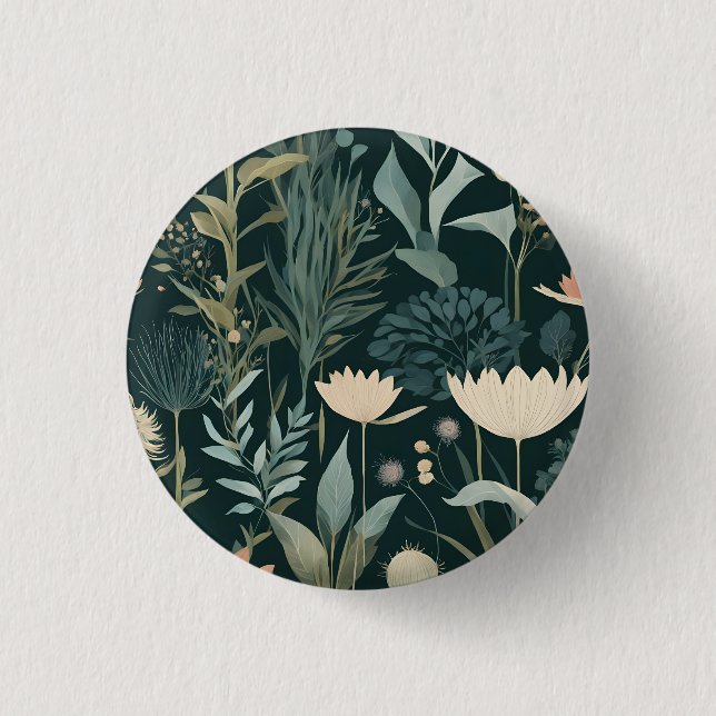 Elegantes botanisches Muster einer Wildblumenwiese Button (Vorderseite)