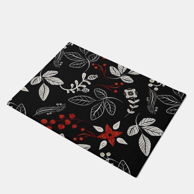 Elegantes botanisches Muster Fußmatte (Schrägansicht)