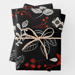 Elegantes botanisches Muster Geschenkpapier Set