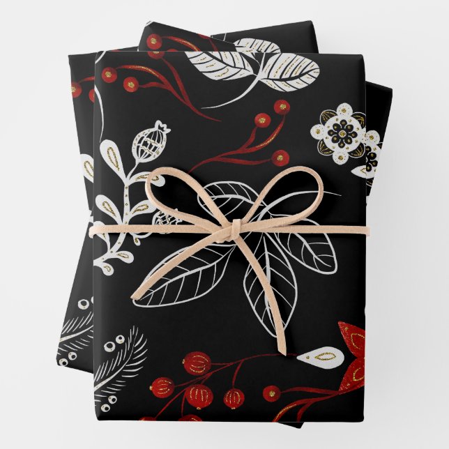 Elegantes botanisches Muster Geschenkpapier Set (Beispiel)