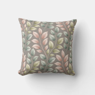 Elegantes botanisches Muster in Pink und Salbeigrü Kissen