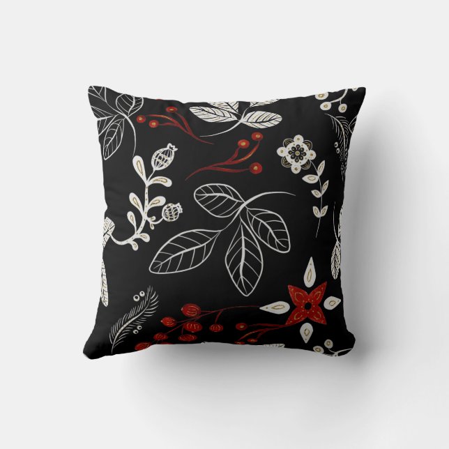 Elegantes botanisches Muster Kissen (Rückseite)