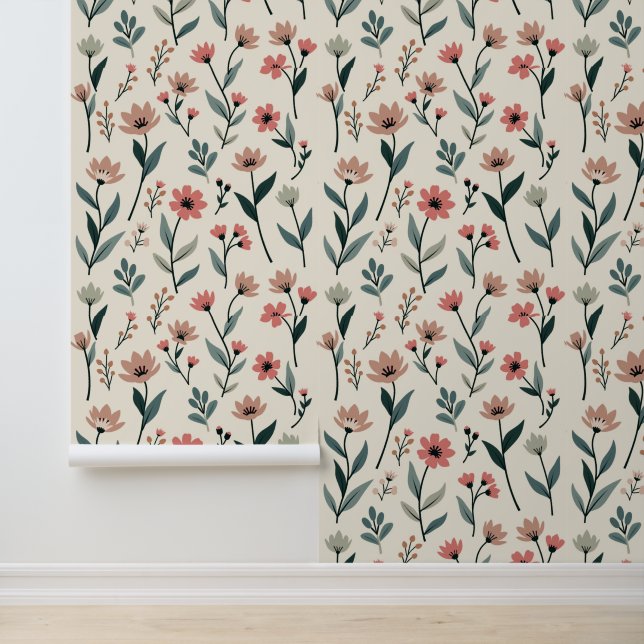 Elegantes botanisches Muster | Minimalistisch Tapete (Anwendung)