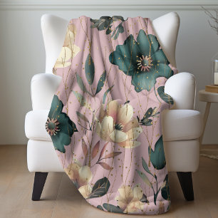 Elegantes botanisches Muster Rosa Fleecedecke