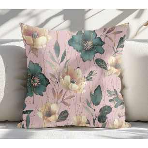 Elegantes botanisches Muster Rosa Kissen