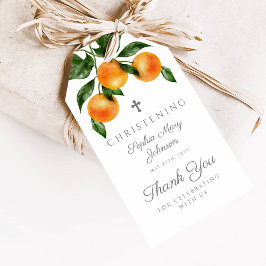 Elegantes botanisches Orangen Christening Geschenkanhänger