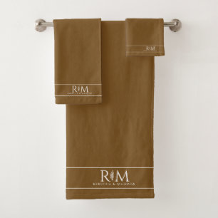 elegantes botanisches Paarmonogramm Badhandtuch Set