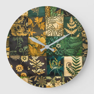 ✨Elegantes botanisches Patchwork-Blumenmuster-Desi Große Wanduhr