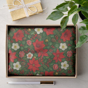 Elegantes Botanisches Poinsettia Blumenmuster Seidenpapier