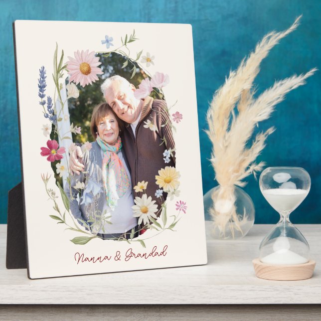 Elegantes botanisches Portrait Schild Fotoplatte (Seite)