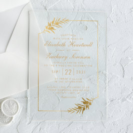 Elegantes botanisches Rahmen Gold Hochzeit Acryleinladungen