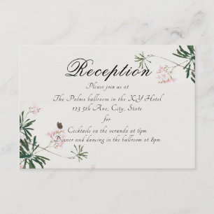 Elegantes Botanisches Rosa Blossom mit Schmetterli Begleitkarte