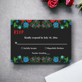 Elegantes botanisches Schwarz-Weiß-Romantik RSVP Karte