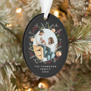 Elegantes botanisches Schwarzes Heiliges Foto Ornament