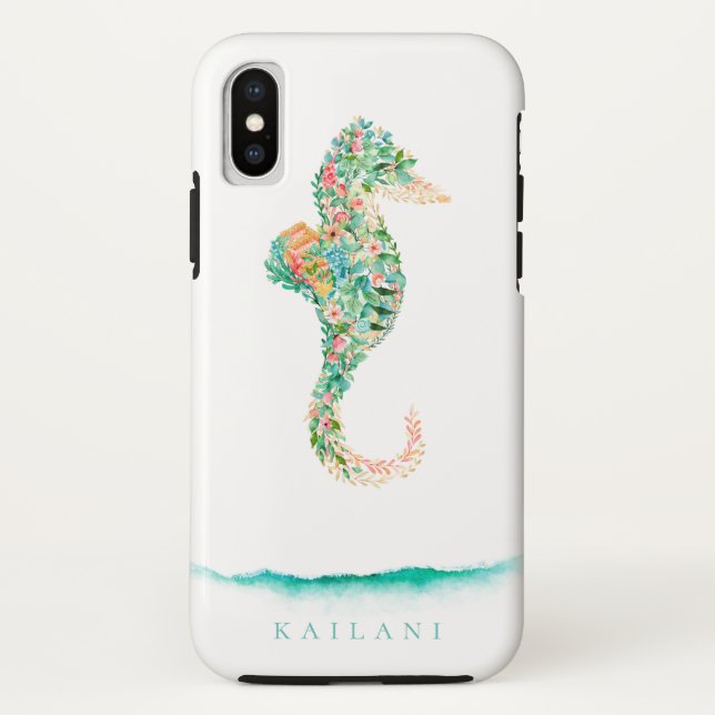 Elegantes botanisches Seepferd Case-Mate iPhone Hülle (Rückseite)