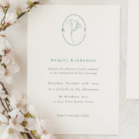 Elegantes botanisches Smaragd-Monogramm-Hochzeit