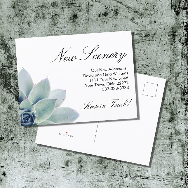 Elegantes botanisches Sukkulent Neue Zuhause Movin Ankündigungspostkarte (Von Creator hochgeladen)
