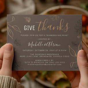 Elegantes botanisches Thanksgiving-Dinner-Fest Einladung