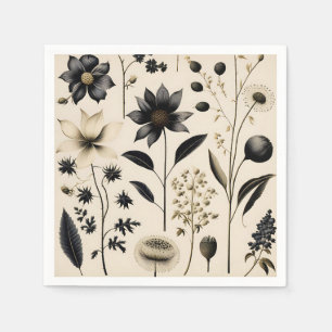 Elegantes botanisches Vintage auf Creme Serviette