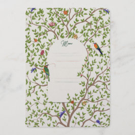 Elegantes Botanisches Vogelmenü - Hochzeit Menükarte