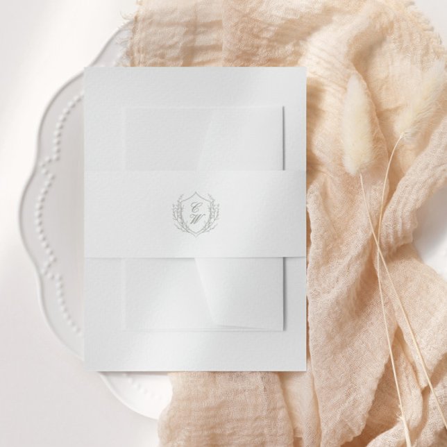 Elegantes Botanisches Wappen Wreath Monogram Weddi Einladungsbanderole (Von Creator hochgeladen)