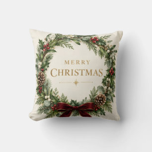 Elegantes botanisches Weihnachten, Vintage-Grün Kissen