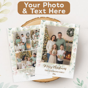 Elegantes botanisches Weihnachtsfamilienfoto Colla Feiertagskarte