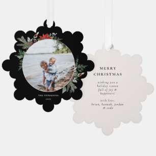 Elegantes botanisches Weihnachtsgebäck Schwarz Ornament Karte