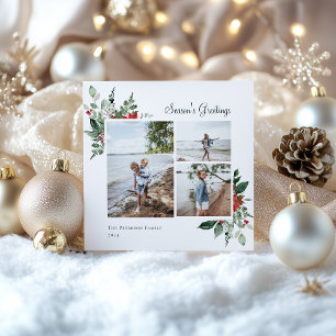 Elegantes botanisches Weihnachtsgrün Foto Feiertagskarte