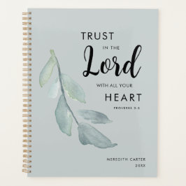 Elegantes botanisches Weiß Grün Christlich Planer