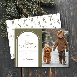 Elegantes botanisches Weltfrieden Foto Feiertagskarte