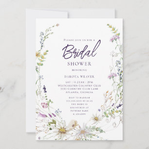 Elegantes botanisches Wildblume-Brautparty Einladung