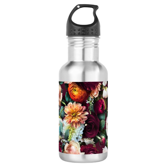 Elegantes botanisches Workout-Training Edelstahlflasche (Vorderseite)