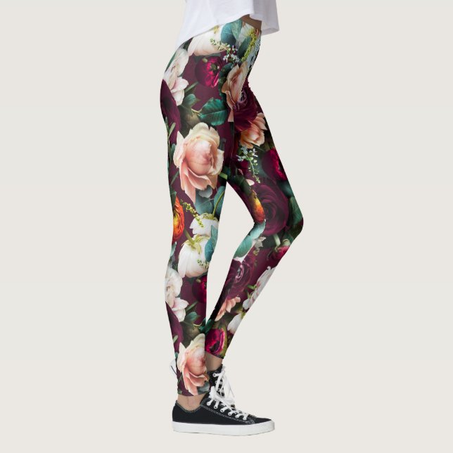 Elegantes botanisches Workout-Training Leggings (Rechts)