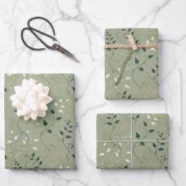 Elegantes botanisches Wrap-Dekoupage Geschenkpapier Set