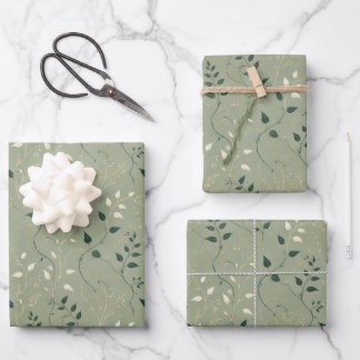 Elegantes botanisches Wrap-Dekoupage Geschenkpapier Set