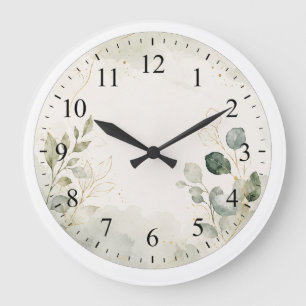 Elegantes botanisches Zifferblatt Große Wanduhr