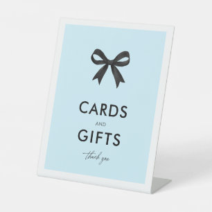 Elegantes Bow Blue Cards and Gifts Brautparty Sockelschild