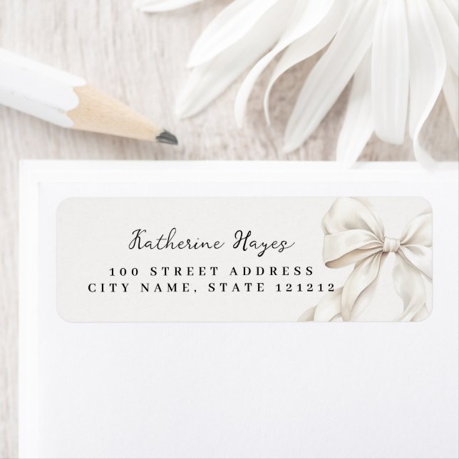 Elegantes Bow-Brautparty-Rücksendeadresse-Label (Insitu)