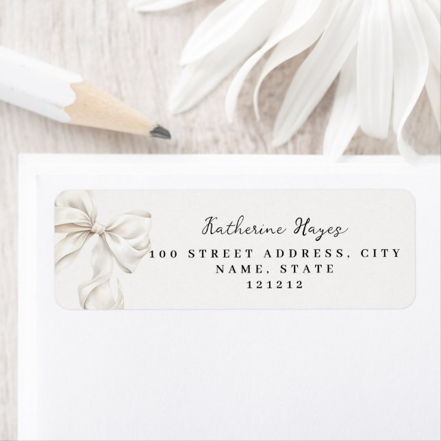 Elegantes Bow-Brautparty-Rücksendeadresse-Label (Insitu)