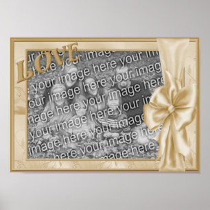 Elegantes Bow-Liebe-Rahmen-Hochzeitsstift-Foto Poster